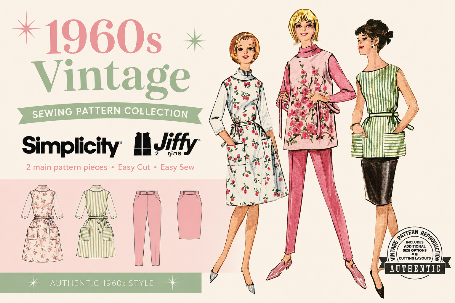 Simplicity Authentic Vintage 1960s Reproduction
