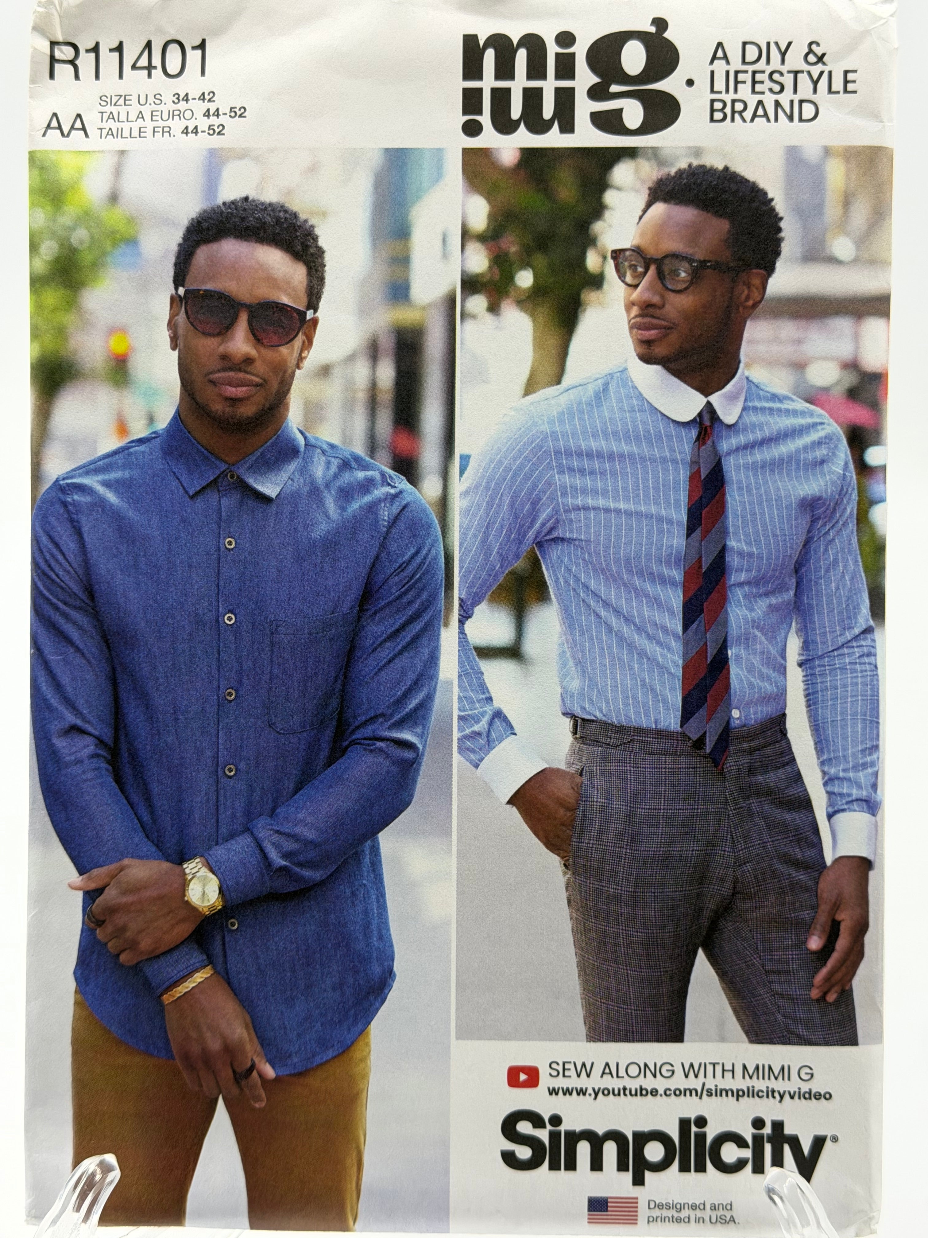 Simplicity R11401 Men's Fitted Dress Shirt Sewing Pattern Sizes 34-52 Mimi G