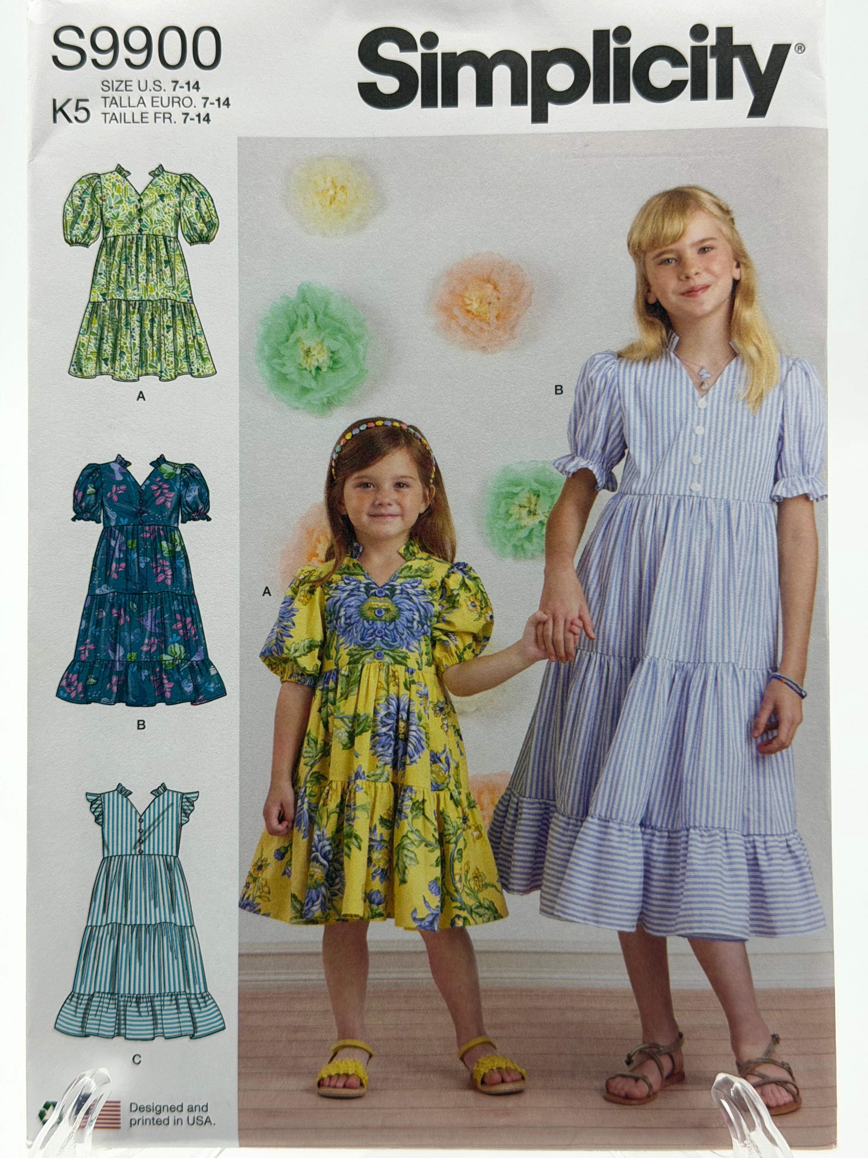 Simplicity S9900 Children's Dress Sewing Pattern Sizes 7-14