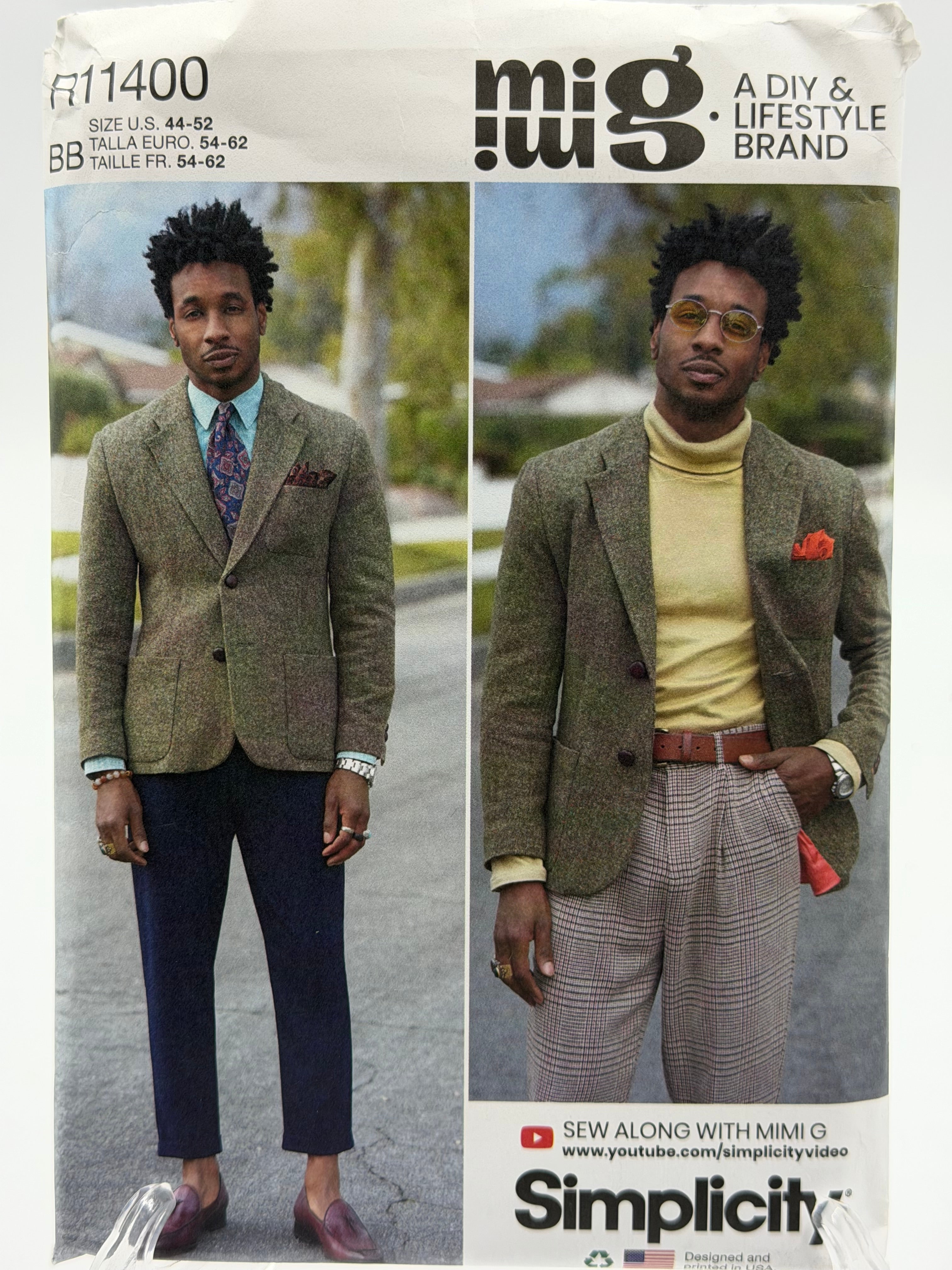Simplicity R11400 Mimi G Men's Tailored Blazer & Trousers Sewing Pattern