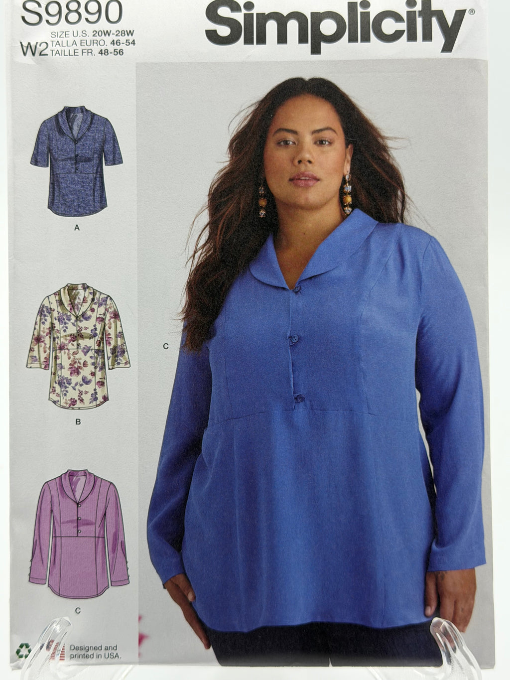 Simplicity S9890 Misses Plus Size Tops Sewing Pattern Sizes 20W-38W Uncut
