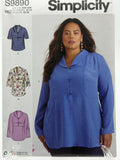 Simplicity S9890 Misses Plus Size Tops Sewing Pattern Sizes 20W-38W Uncut
