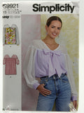 Simplicity S9921 Misses Top with Sleeve Variations Sewing Pattern Sizes 18-26 Uncut