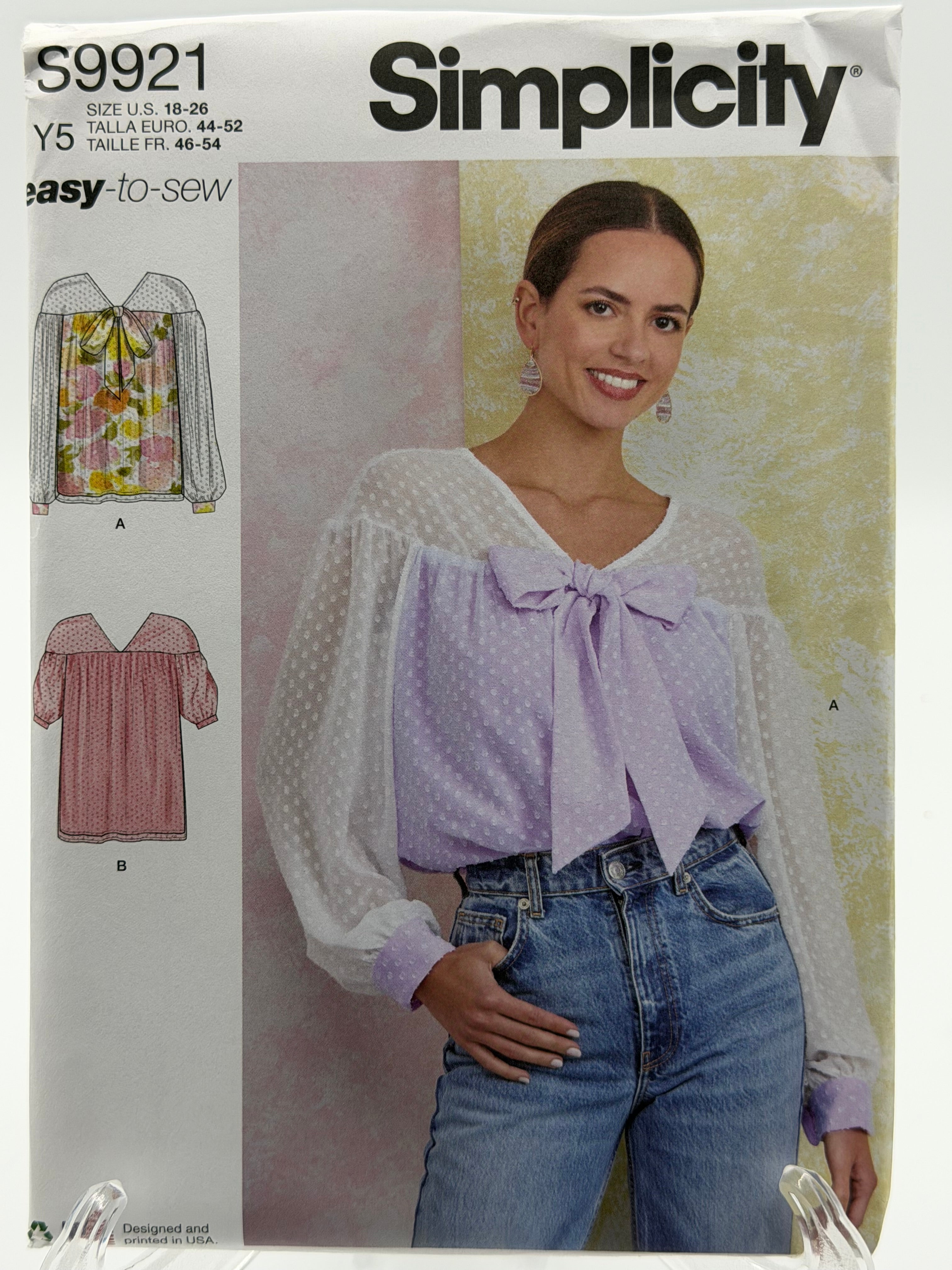 Simplicity S9921 Misses Top with Sleeve Variations Sewing Pattern Sizes 18-26 Uncut