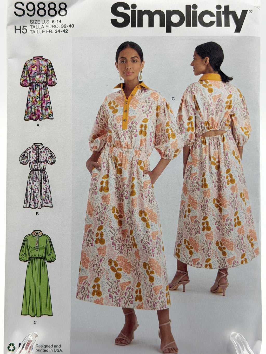 Simplicity S9888 Misses Dress Sewing Pattern Sizes 6-14 Uncut