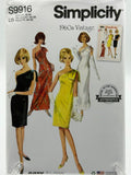 Simplicity S9916 1960s Vintage One-Shoulder Dress Sewing Pattern Plus Size 16-24