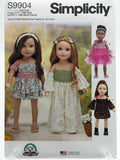 Simplicity S9904 18" Doll Clothes Sewing Pattern One Size