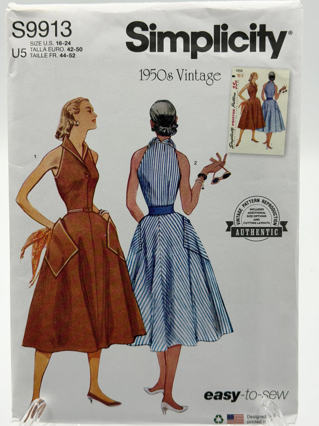 Simplicity S9913 1950s Vintage Misses Dress Sewing Pattern Size 16-24