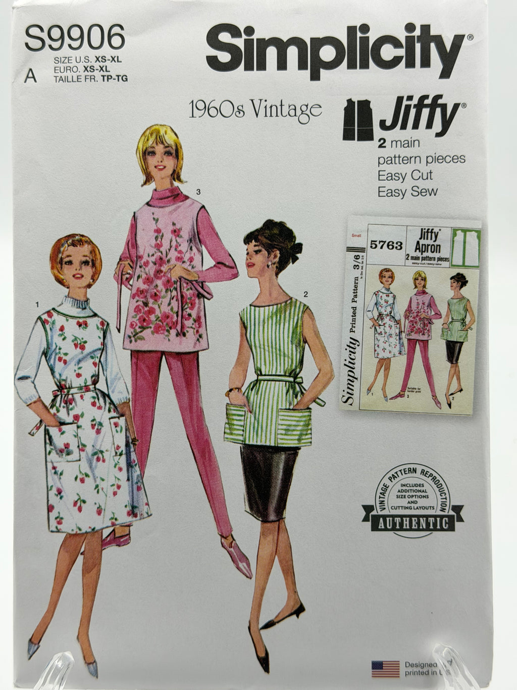 Simplicity S9906 1960s Vintage Jiffy Apron Sewing Pattern XS-XL