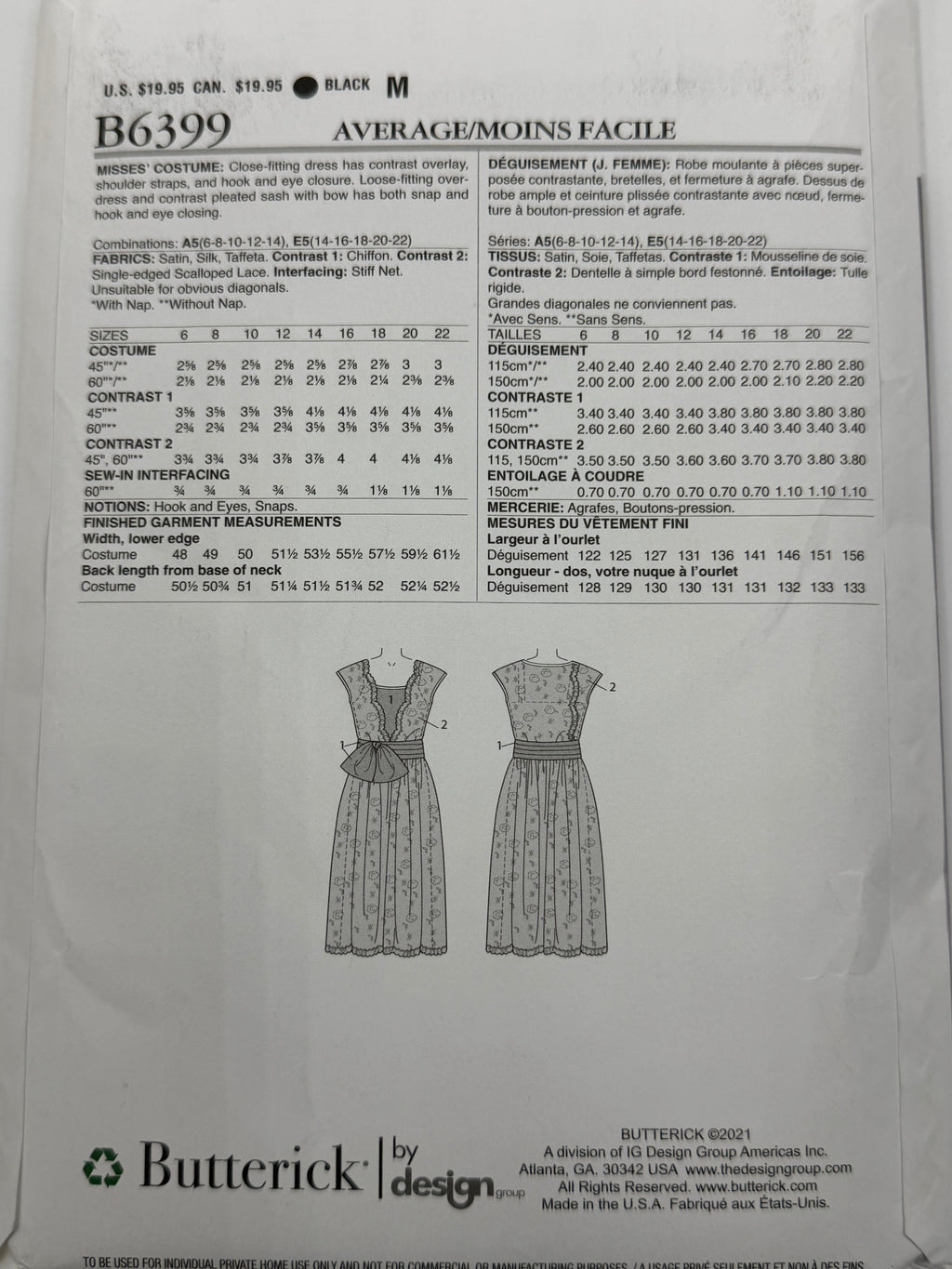 Butterick B6399 1920s Flapper Costume Sewing Pattern