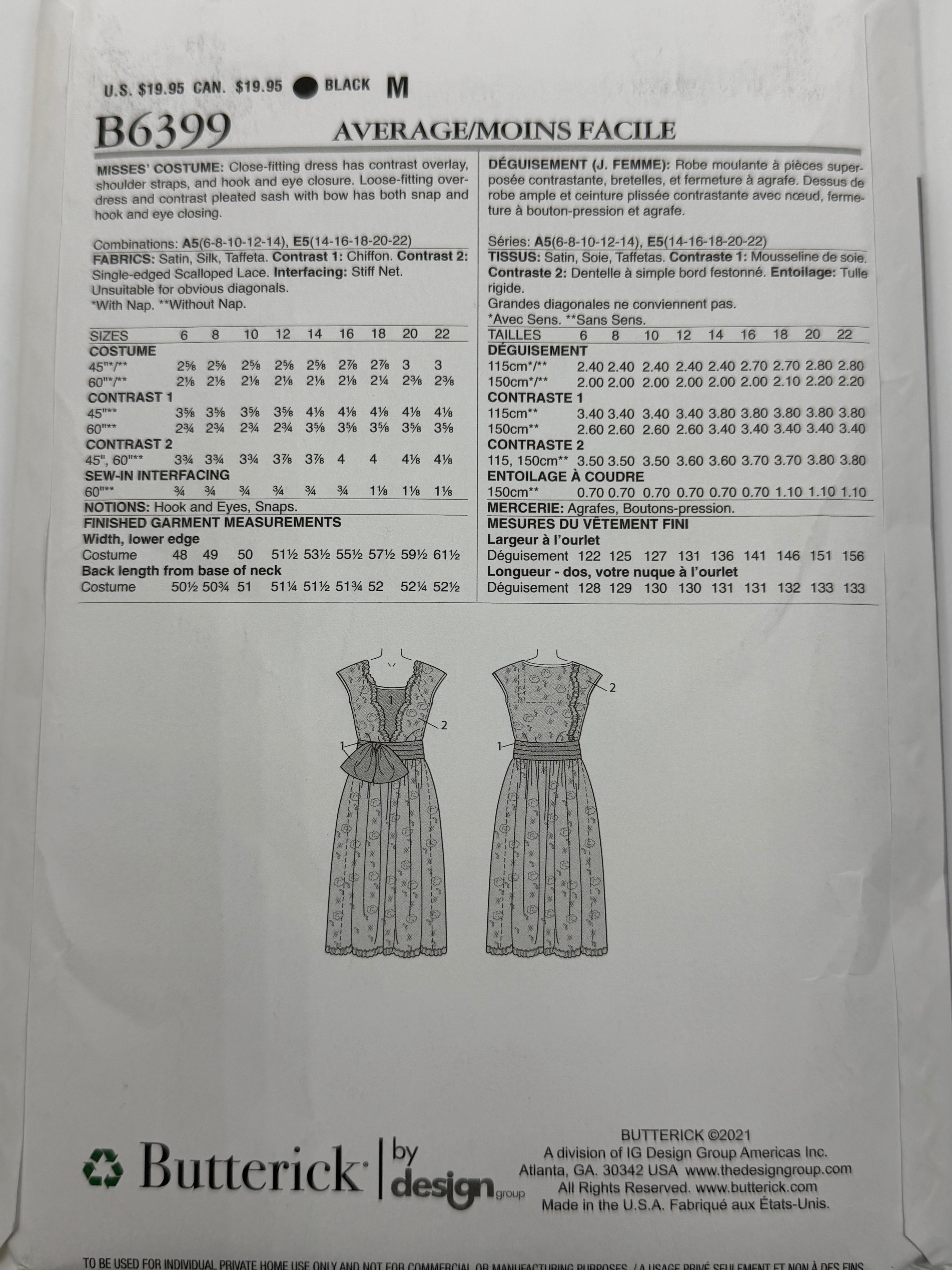 Butterick B6399 1920s Flapper Costume Sewing Pattern