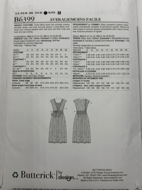 Butterick B6399 1920s Flapper Costume Sewing Pattern