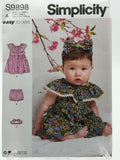 Simplicity S9898 Babies Dress, Bloomers & Headband Sewing Pattern XXS-L Easy-to-Sew