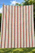 Antique Authentic Feed Sack Material Orange/Pink/Green Stripe & Flowers
