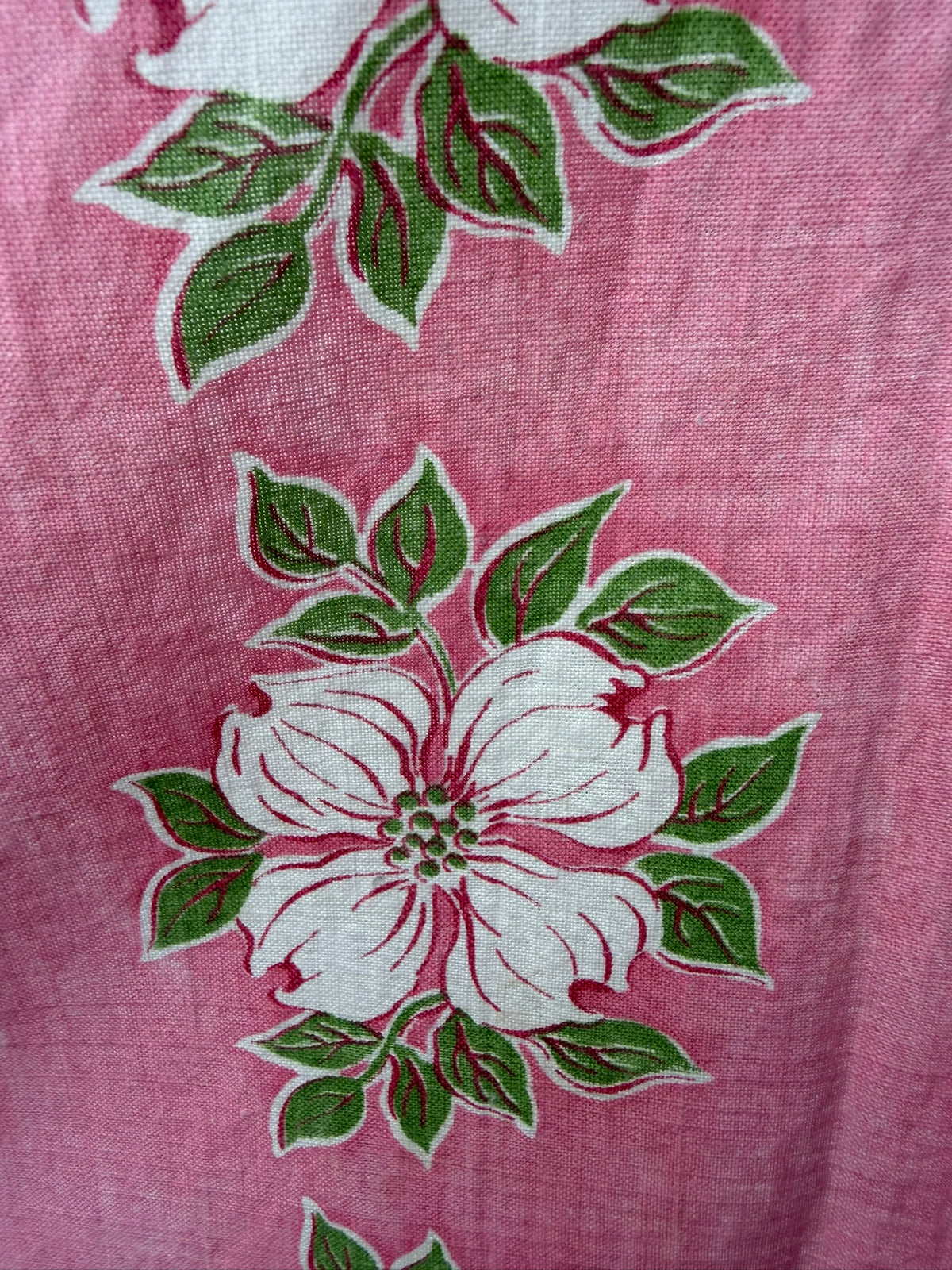Antique Authentic Feed Sack Material: Pink Dogwoods Border (2pc)