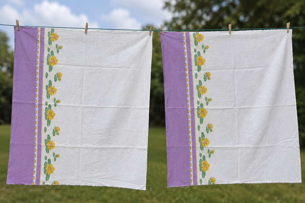 Antique Authentic Feed Sack Material: Purple Lotus (2pc)