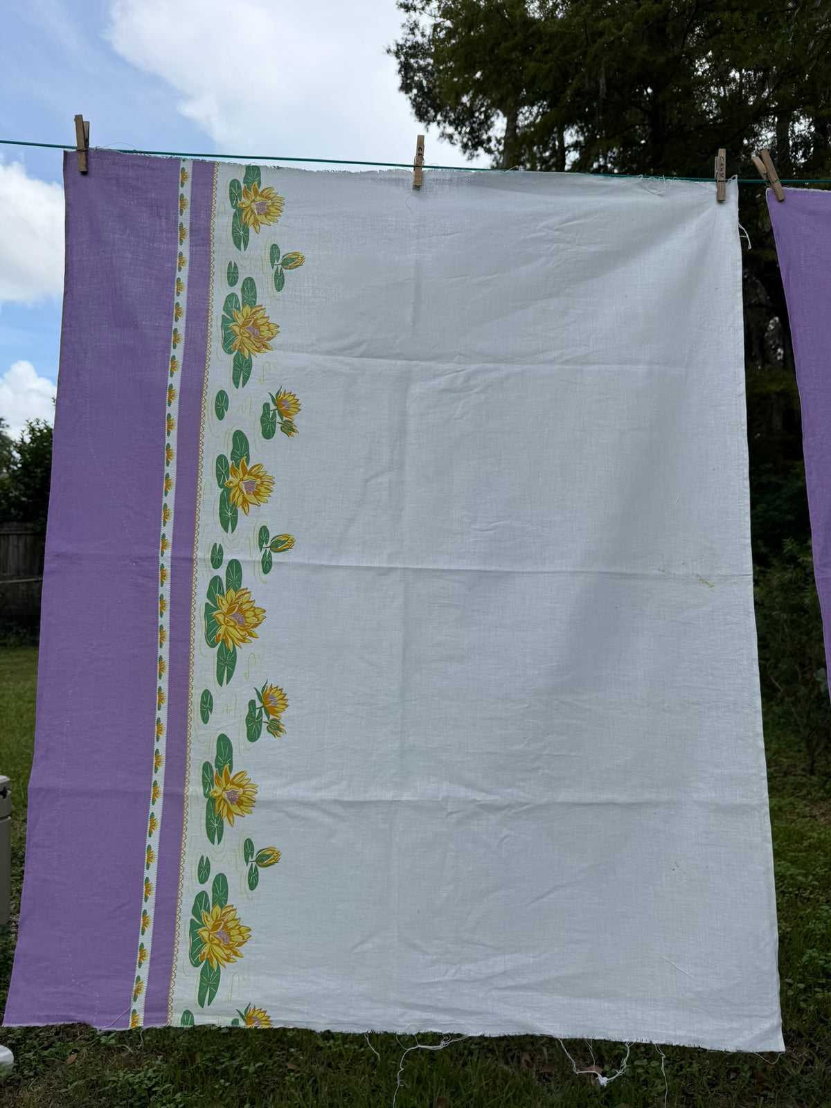 Antique Authentic Feed Sack Material: Purple Lotus (2pc)