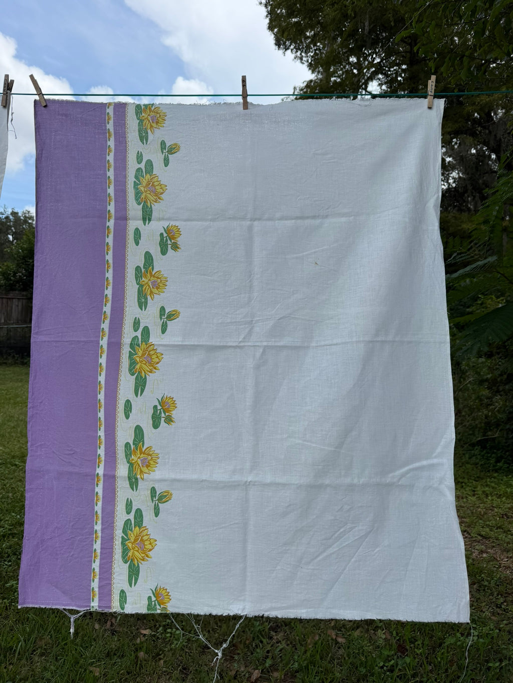Antique Authentic Feed Sack Material: Purple Lotus (2pc)