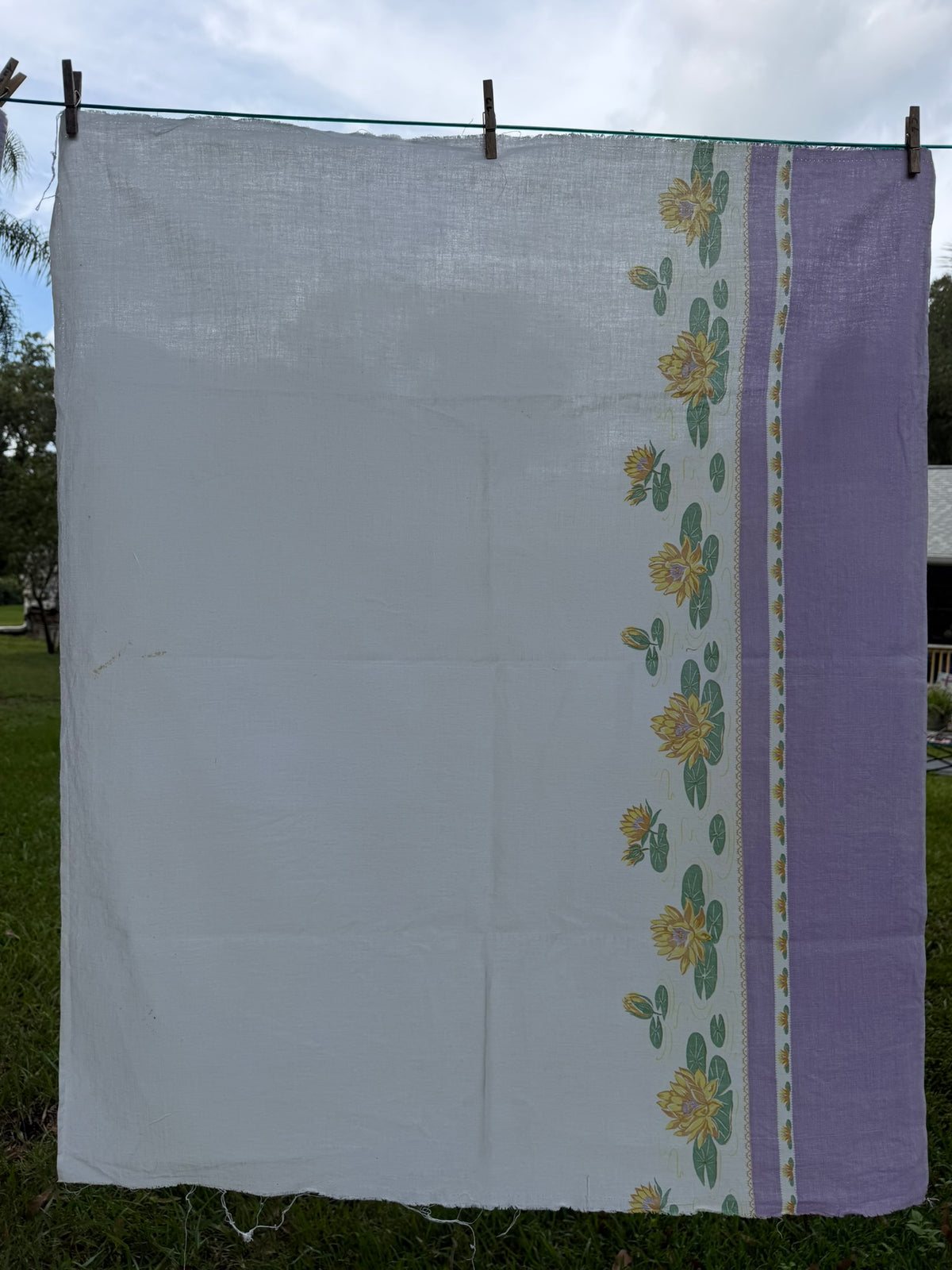 Antique Authentic Feed Sack Material: Purple Lotus (2pc)