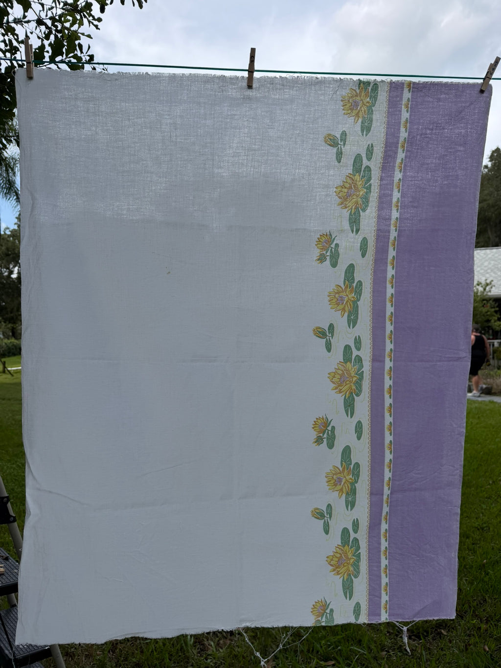 Antique Authentic Feed Sack Material: Purple Lotus (2pc)