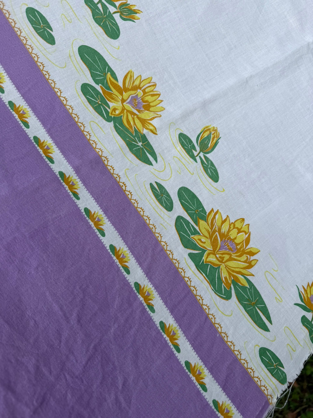 Antique Authentic Feed Sack Material: Purple Lotus (2pc)