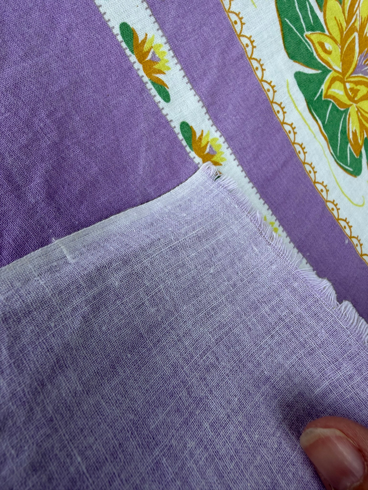 Antique Authentic Feed Sack Material: Purple Lotus (2pc)