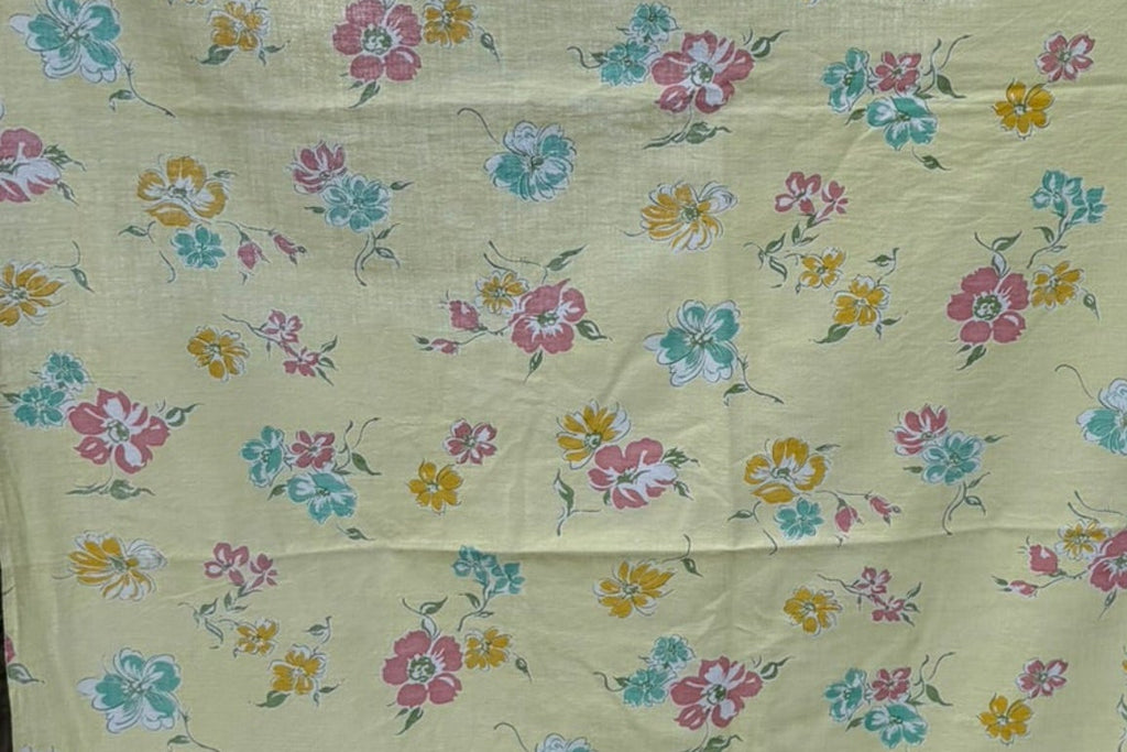 Antique Authentic Feed Sack Material: Yellow Flowers