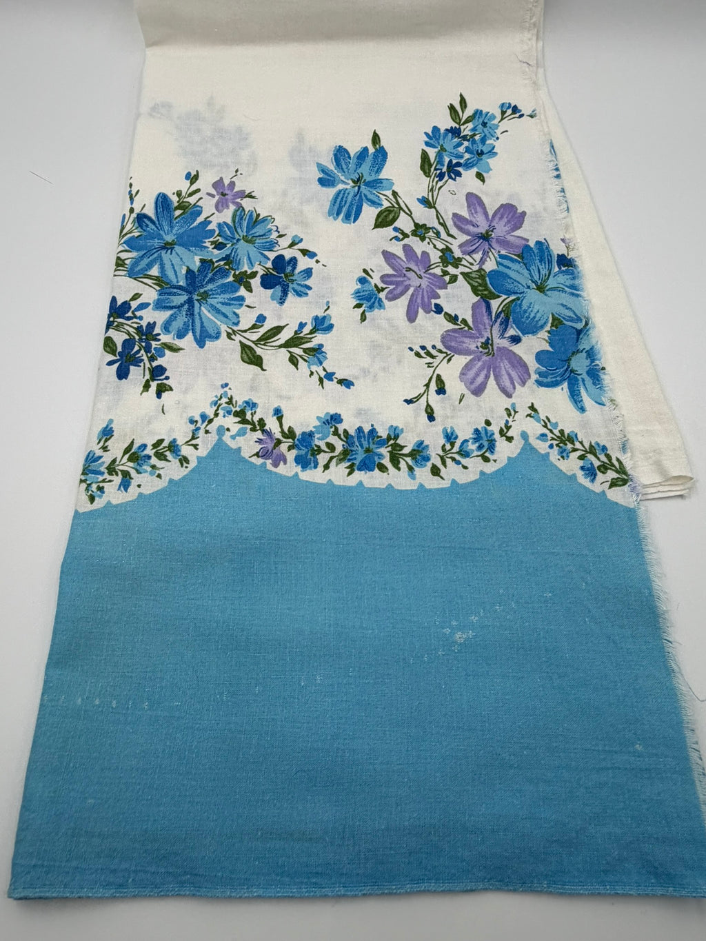 Antique Authentic Feed Sack Material: Blue & Purple Flowers