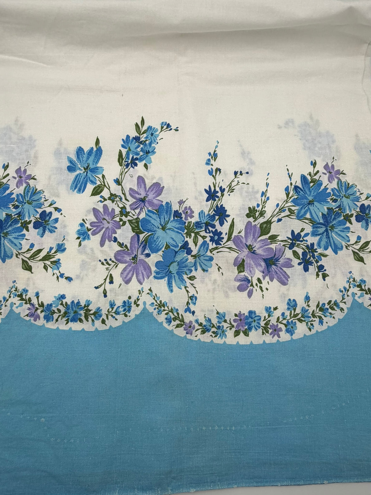 Antique Authentic Feed Sack Material: Blue & Purple Flowers